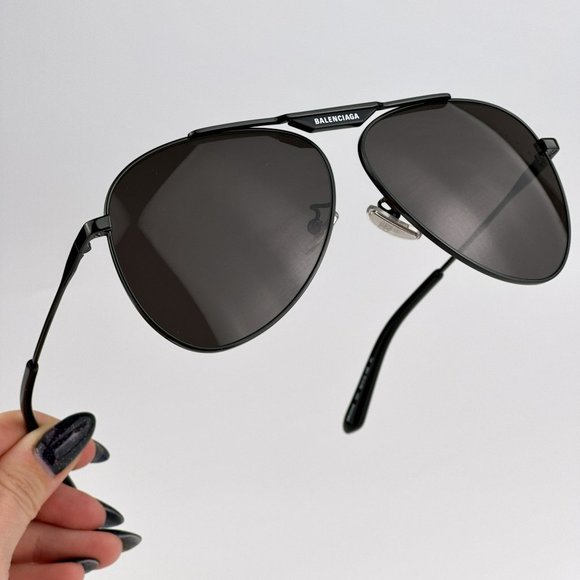 Balenciaga BB0244S 001 BRAND NEW Sunglasses Gray Pilot Unisex BB 0244S - Picture 1 of 13